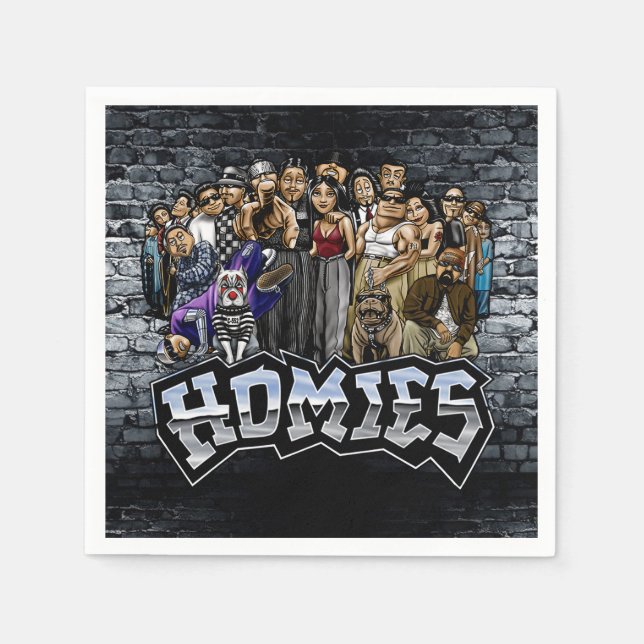Homies Party Napkins, 90s Old School Party   Pappersservett (Framsidan)