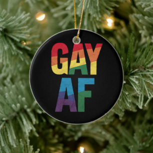 Homo AF HBTQ Pride Homogåva Pride Month Julgransprydnad Keramik