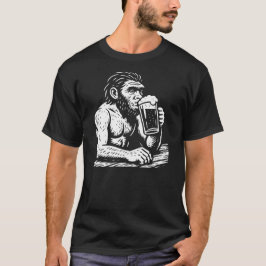 Homo erectus dricker öl i puben t shirt