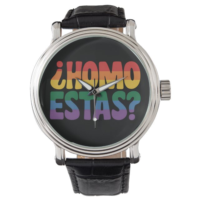 Homo Estas Funny Spansk mexikanskt Gay Ally LGBTQ Armbandsur (Framsida)