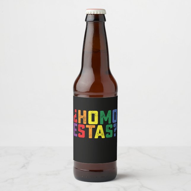 Homo Estas Spanska mexikanska Funny Gay pride HBT  Ölflaska Etikett (Framsida)