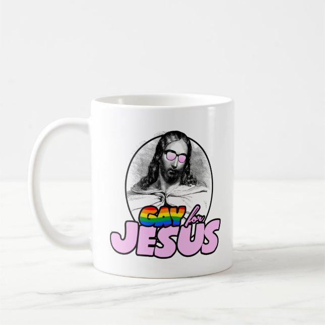 Homo för Jesus-regnbåge Kaffemugg (Vänster)