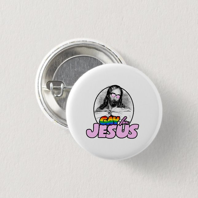 Homo för Jesus regnbåge Knapp (Framsida & baksida)