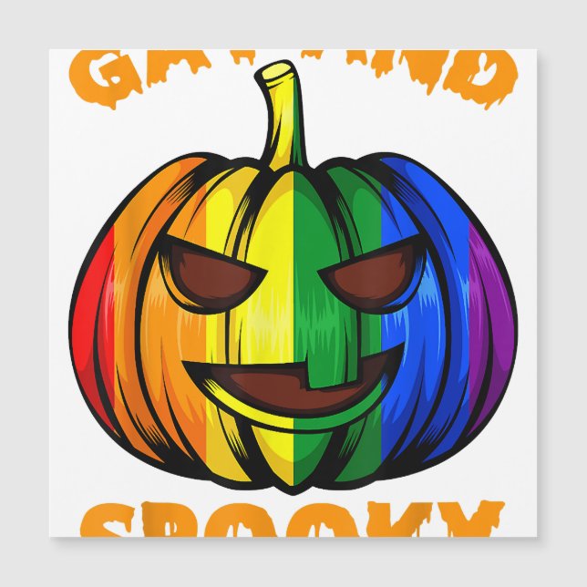 Homo och kuslig Halloween regnbåge pumpa LGBTQ+ Ga (Framsida)