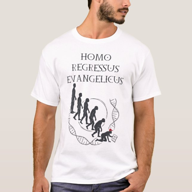 Homo Regressus Evangelicus MAGA T-shirt på svenska (Framsida)