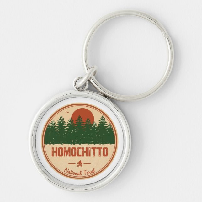 Homochitto National Forest Rund Silverfärgad Nyckelring (Framsidan)