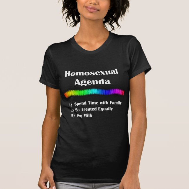 Homosexuell dagordning t-shirt (Framsida)