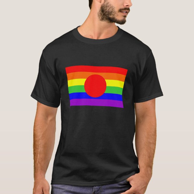 homosexuell person för flagga för regnbåge för t-shirt (Framsida)
