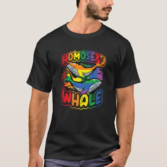 Homosexuval Rainbow Whale HBT 1 T Shirt (Framsida)