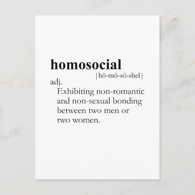 HOMOSOCIALT (definition) Vykort (Framsida)