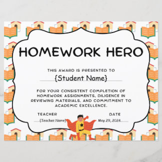 Homwork Hero Student Recognition Award