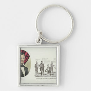Hon. Abraham Lincoln Fyrkantig Silverfärgad Nyckelring