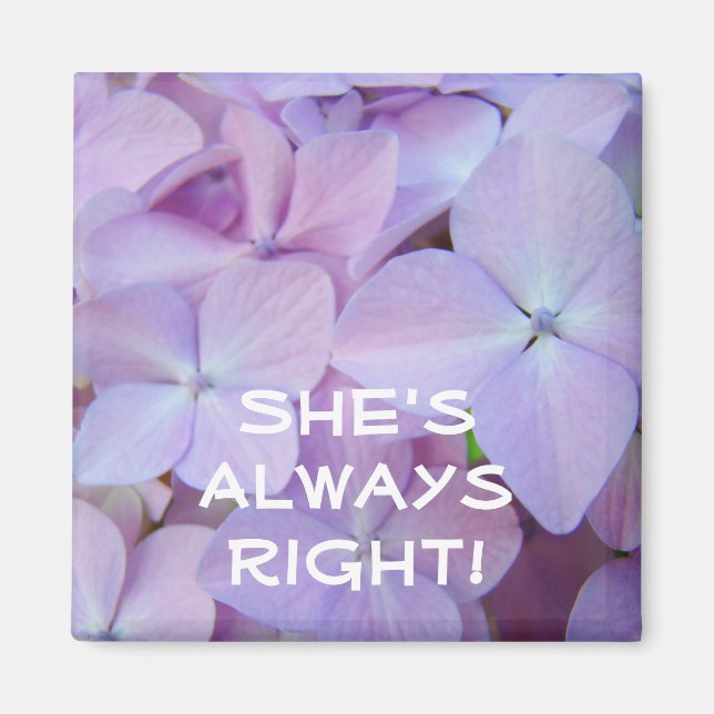 Hon alltid rätt! magnet Lila Hortensia (Framsidan)
