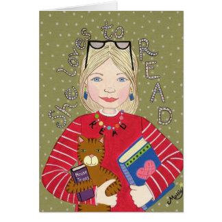 Hon älskar för att läsa hälsningskort