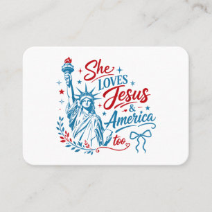 Hon älskar Jesus och Amerika också 4:e juli Kristu Visitkort