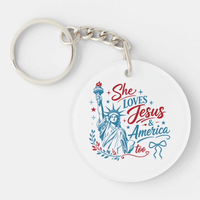Hon älskar Jesus och Amerika också 4 juli Kristus (Framsidan)