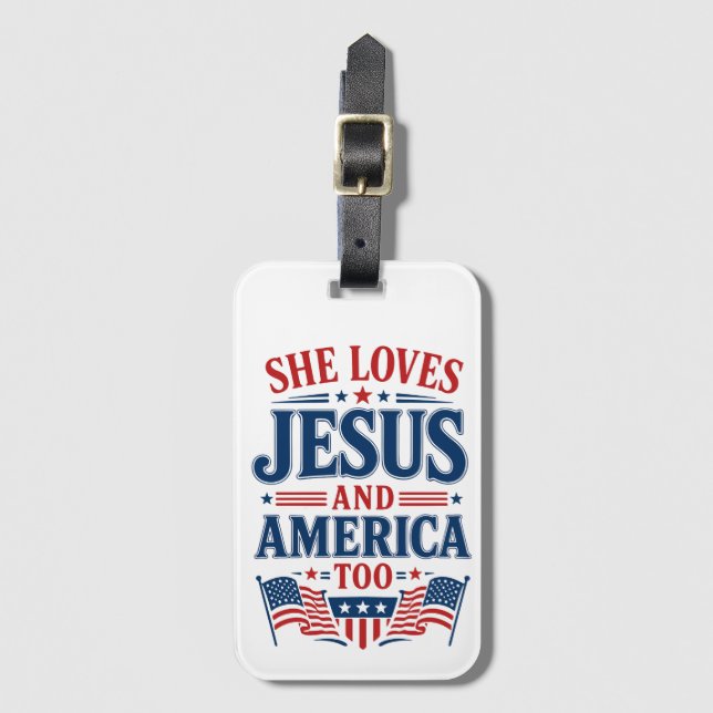Hon älskar Jesus och Amerika också Bagagebricka (Framsida vertikal)