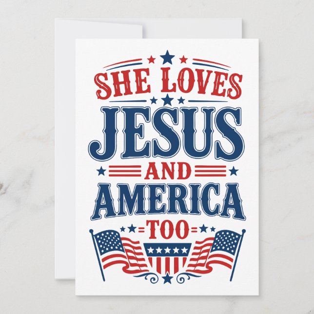 Hon älskar Jesus och Amerika också Inbjudningar (Framsida)