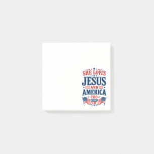 Hon älskar Jesus och Amerika också Post-it Block