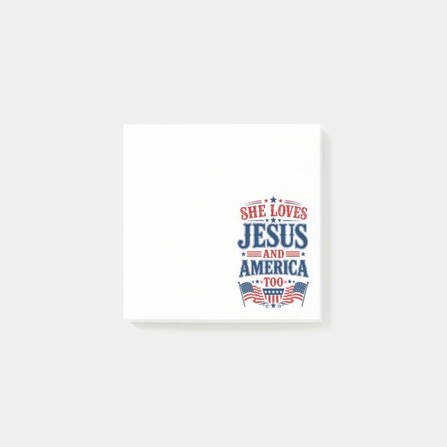 Hon älskar Jesus och Amerika också Post-it Block (Framsida)
