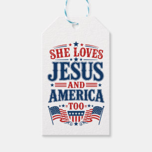 Hon älskar Jesus och Amerika också Presentetikett