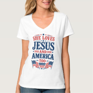 Hon älskar Jesus och Amerika också T Shirt