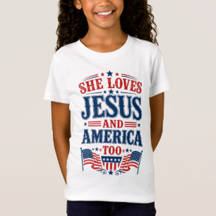 Hon älskar Jesus och Amerika också T Shirt