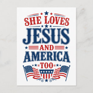 Hon älskar Jesus och Amerika också Vykort