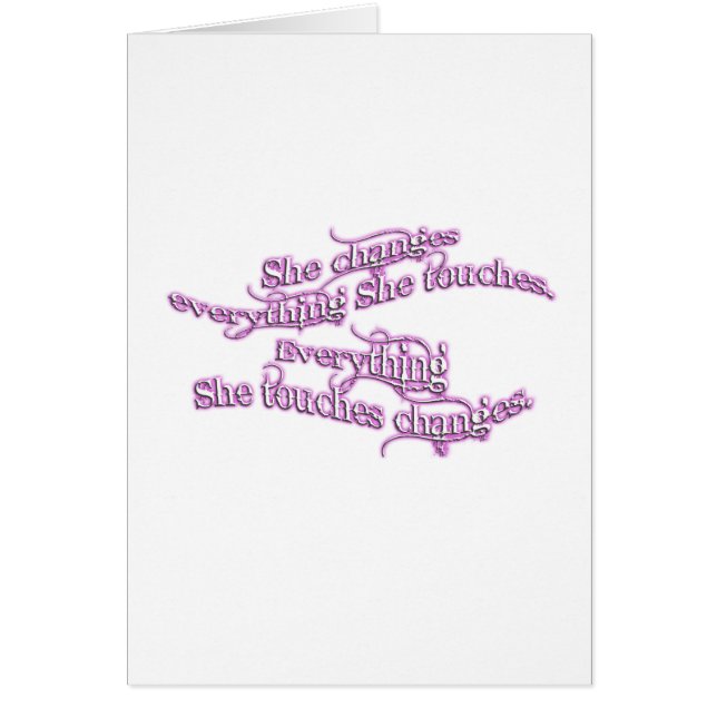 hon ändrar allt henne handlag - lilaglöd hälsningskort (Framsidan)