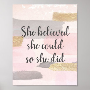 HON ANSÅG ATT HON KUNDE - Rosa Guld Offert Poster
