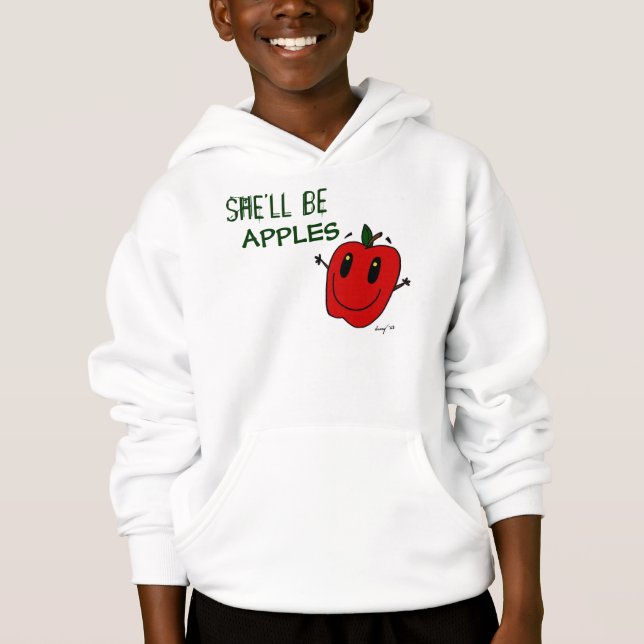 HON ÄR APPLES Kids Hooded Sweatshirt T-shirt (Framsida)