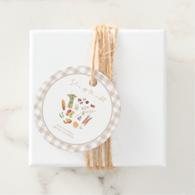 Hon är av marknaden blommig bröllopsfest gåvor etiketter (På plats)