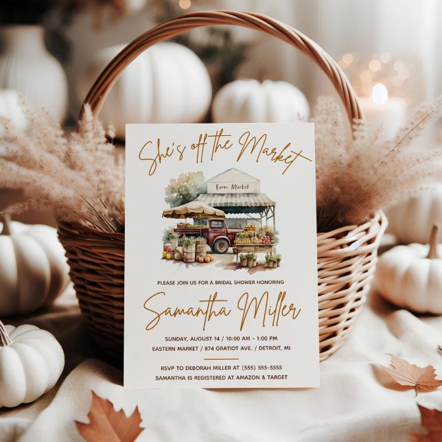 Hon är borta från marknaden! Möhippa på jordbruksm Inbjudningar (Skapare uppladdad)