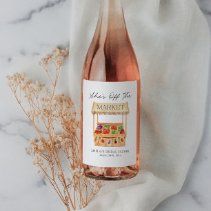 Hon är borta från marknaden vinflaska etikett