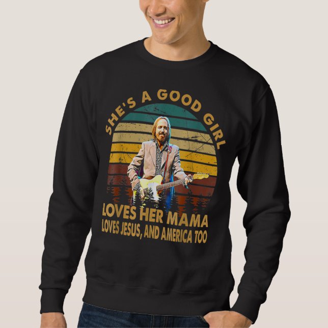 Hon är Bra Girl Kärlek Hennes Mamma Jesus Vinta Lång Ärmad Tröja (Framsida)