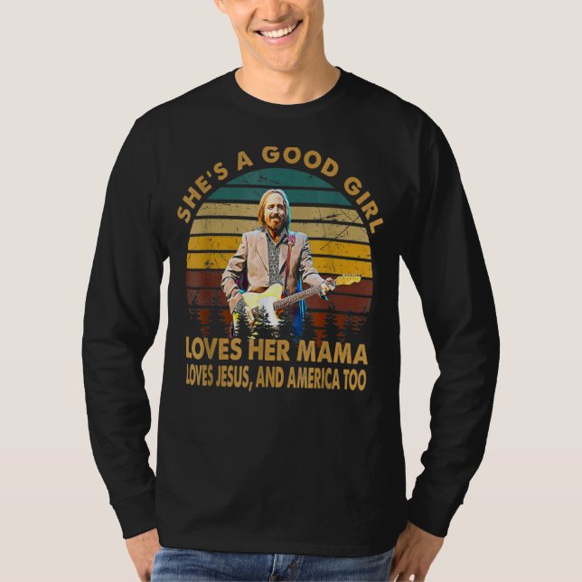 Hon är Bra Girl Kärlek Hennes Mamma Jesus Vinta T Shirt (Framsida)