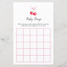 Hon är Cherry on Top Baby Shower Bingo Game
