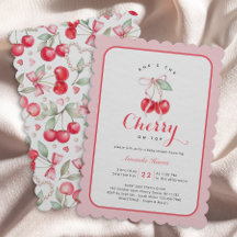 Hon är Cherry on Top Baby Shower-inbjudan