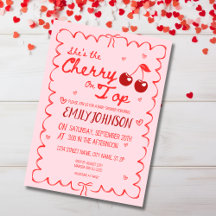Hon är Cherry on Top Baby Shower-inbjudan