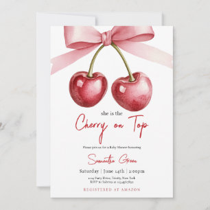 Hon är Cherry på Top Baby Shower Inbjudningar