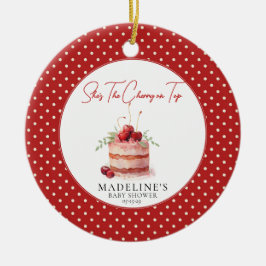 Hon är Cherry på Top Baby Shower Julgransprydnad Keramik