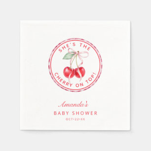 Hon är Cherry på Top Baby Shower Napkins Pappersservett