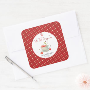 Hon är Cherry på Top Baby Shower Sticker Fyrkantigt Klistermärke
