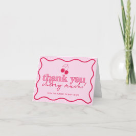 Hon är Cherry på Top Baby Shower - tackkort