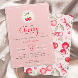 Hon är Cherry på Top Coquette Baby Shower Inbjudningar