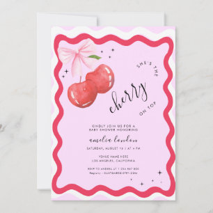 Hon är Cherry på Top Coquette Baby Shower Inbjudningar