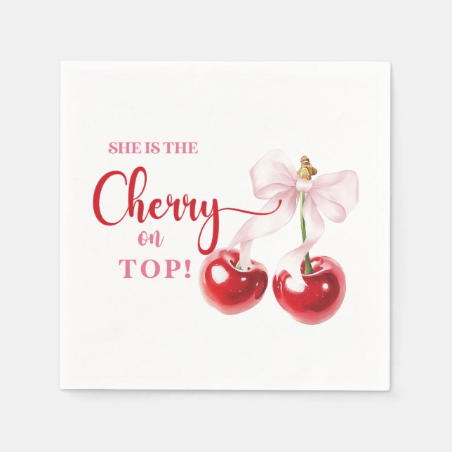Hon är Cherry på Top Napkins Pappersservett (Framsidan)