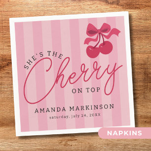 Hon är Cherry på Top Rosa Baby Shower Pappersservett