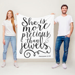 Hon är dyrare än de judiska Proverbs White Fleecefilt
