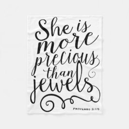 Hon är dyrare än de judiska Proverbs White Fleecefilt